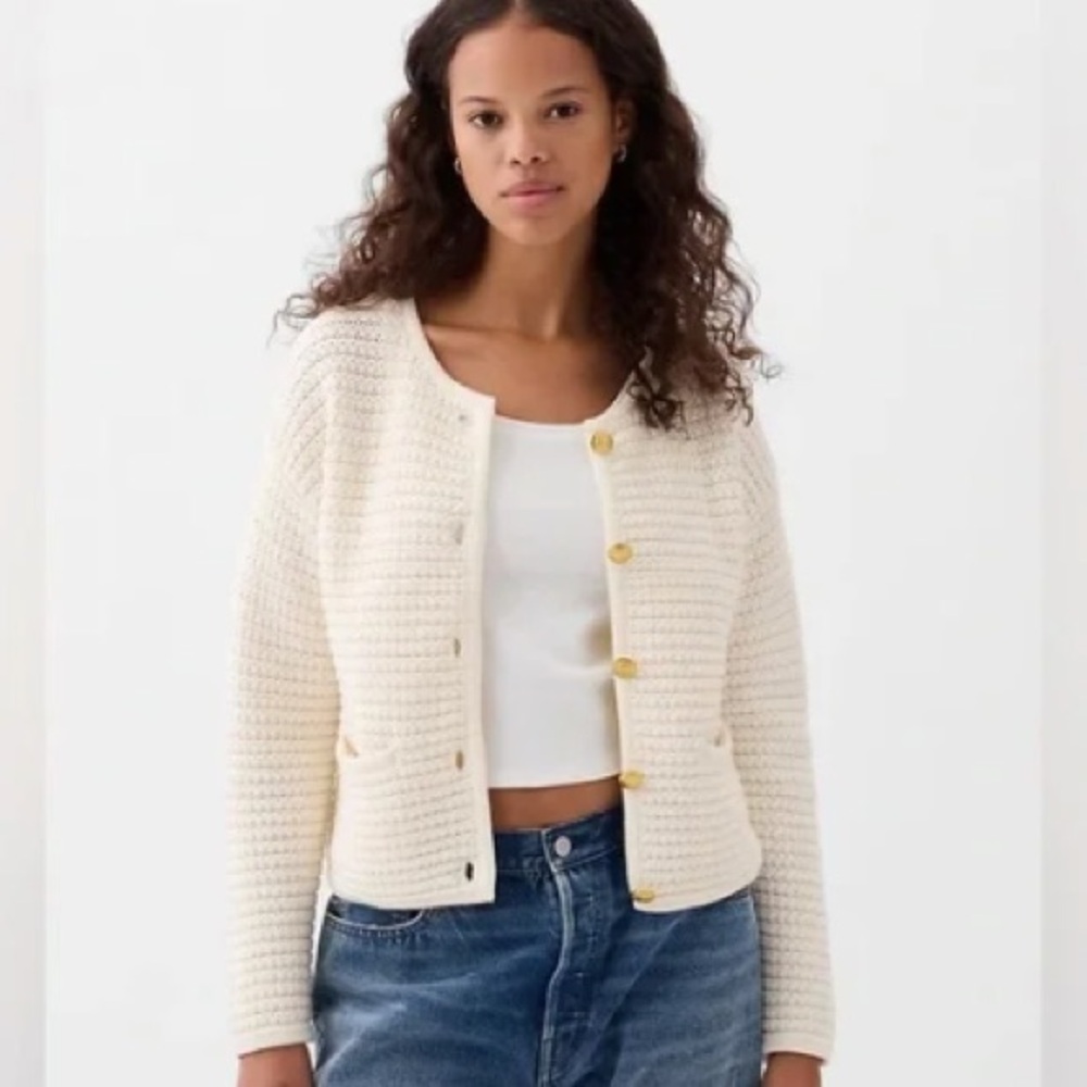 NWT Gap 100% Cotton Sweater, Gold Buttons